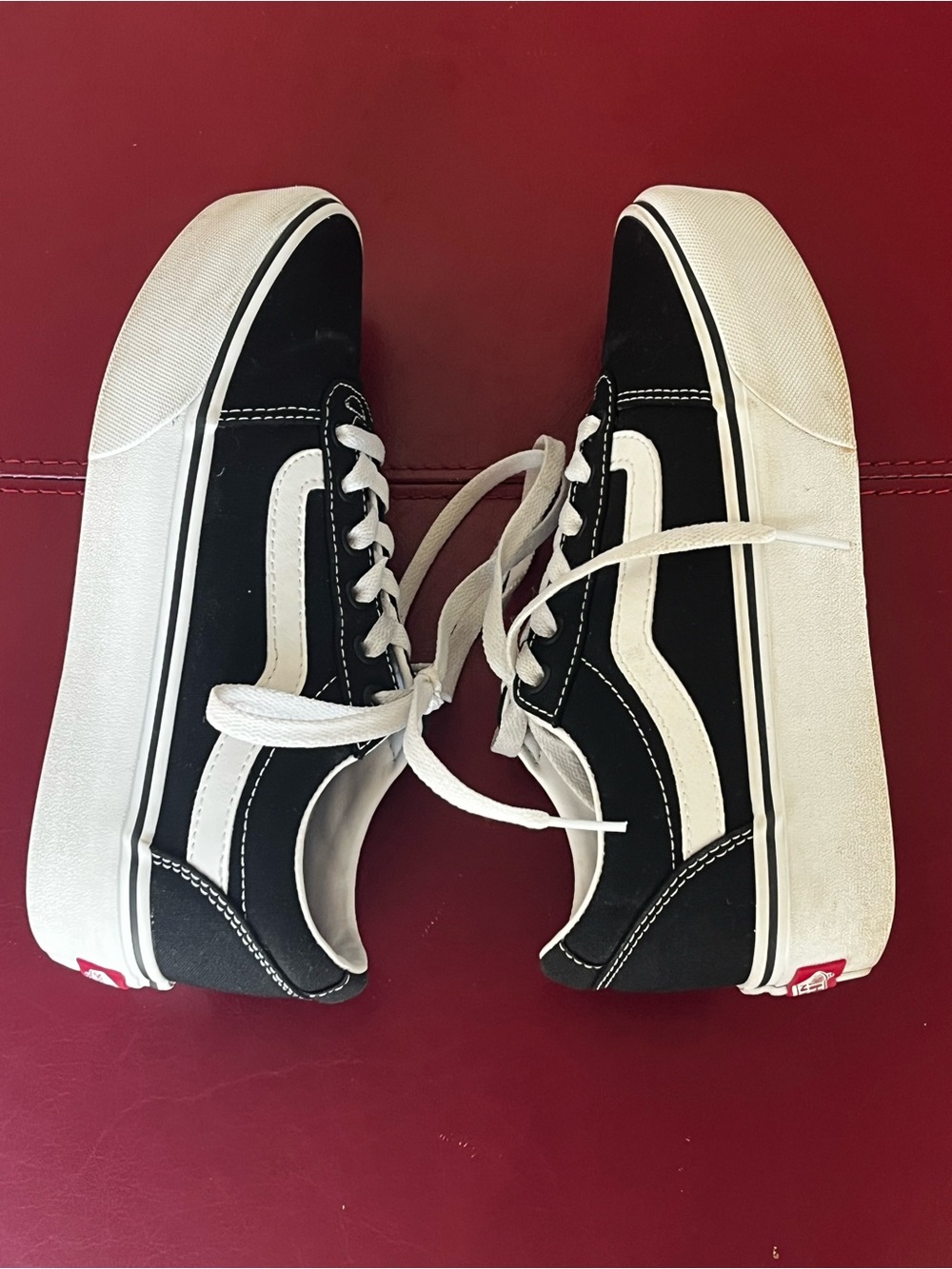 Vans Old Skool Classic Black Canvas Platform Sneaker with White Stripe Size 6.5 - Picture 8 of 9